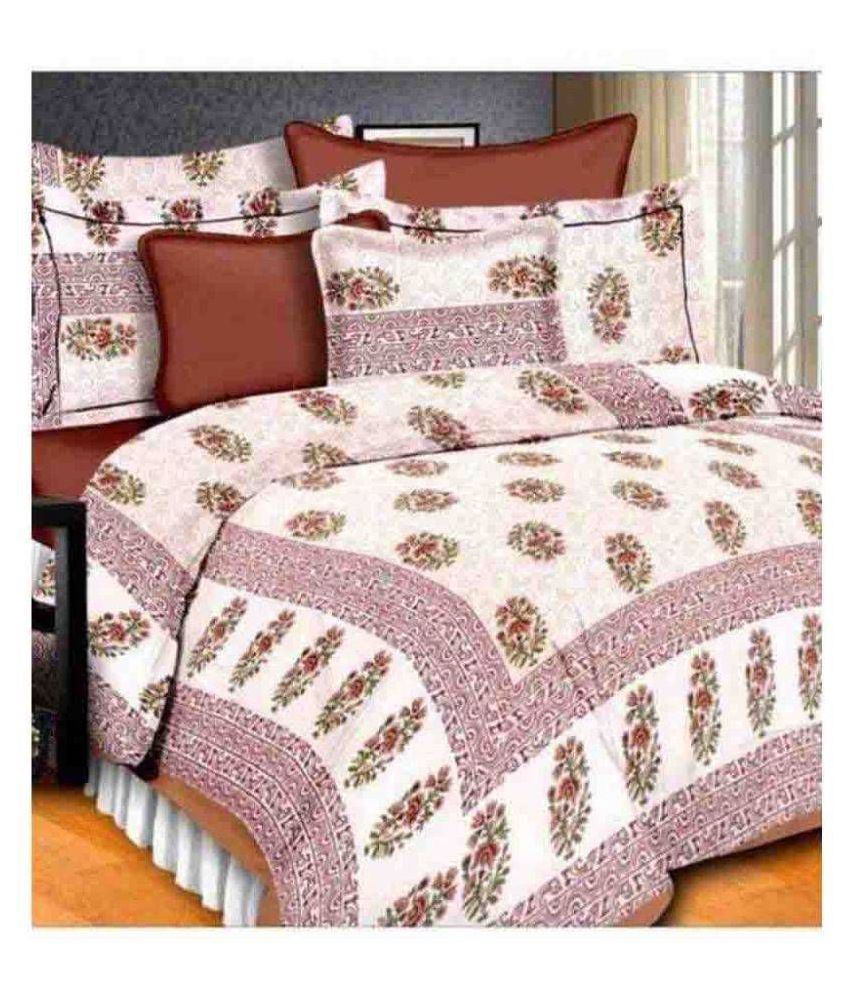     			Uniqchoice Cotton Double Bedsheet with 2 Pillow Covers ( 240 cm x 215 cm )