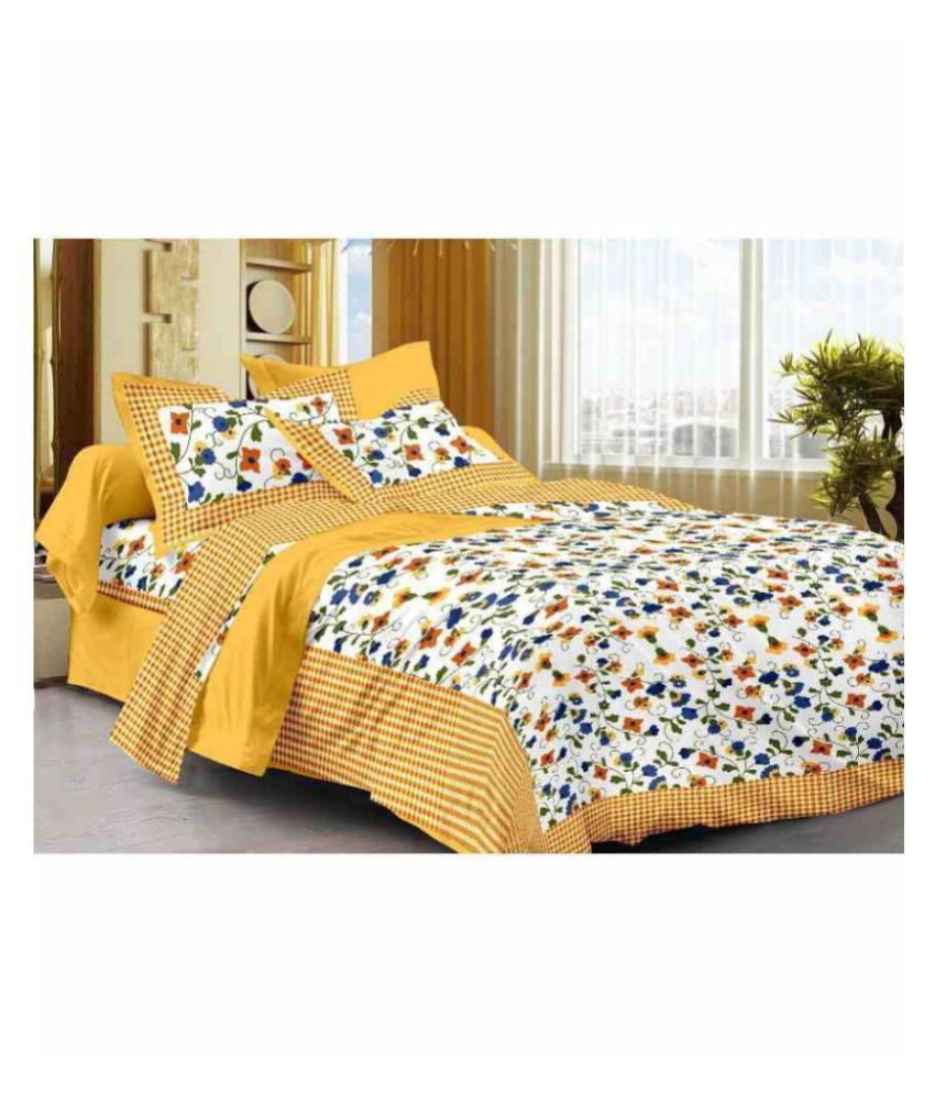     			Uniqchoice Cotton Double Bedsheet with 2 Pillow Covers ( 240 cm x 215 cm )