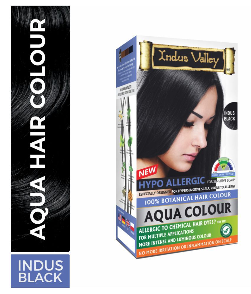 Indus Valley Hypoallergic Aqua Color 100% Botanical Indus Black Organic Hair Color , Black
