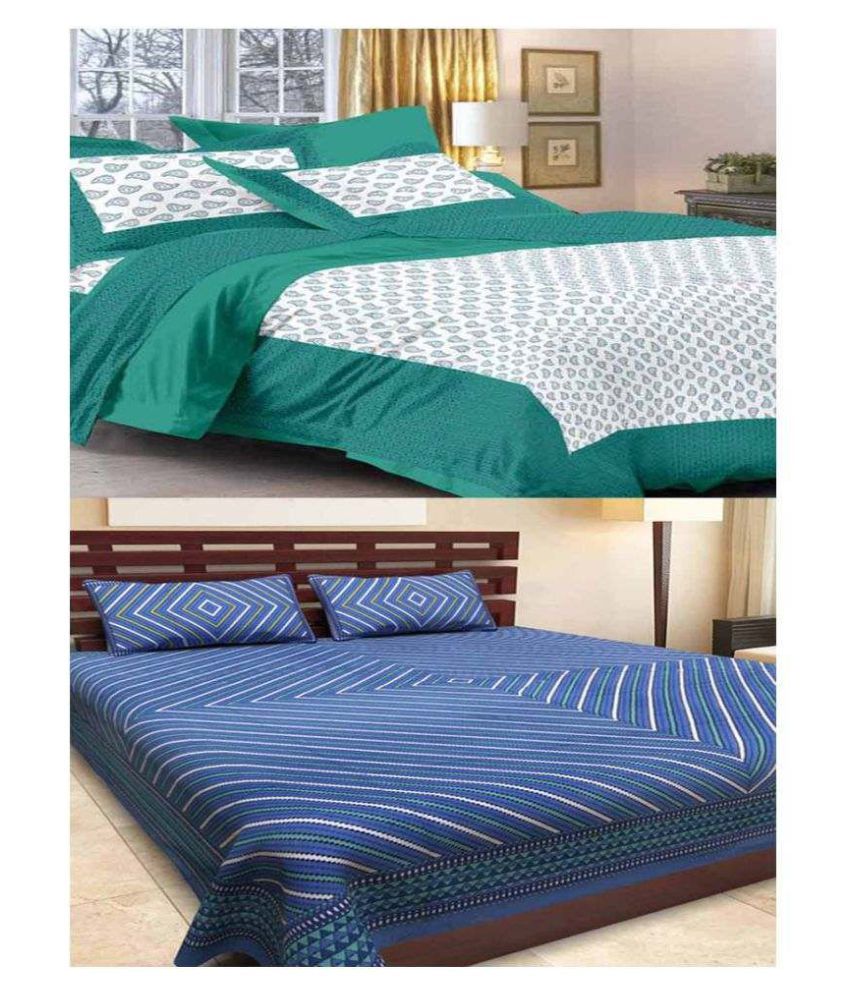     			Uniqchoice Cotton 2 Double Bedsheets with 4 Pillow Covers ( 240 cm x 215 cm )