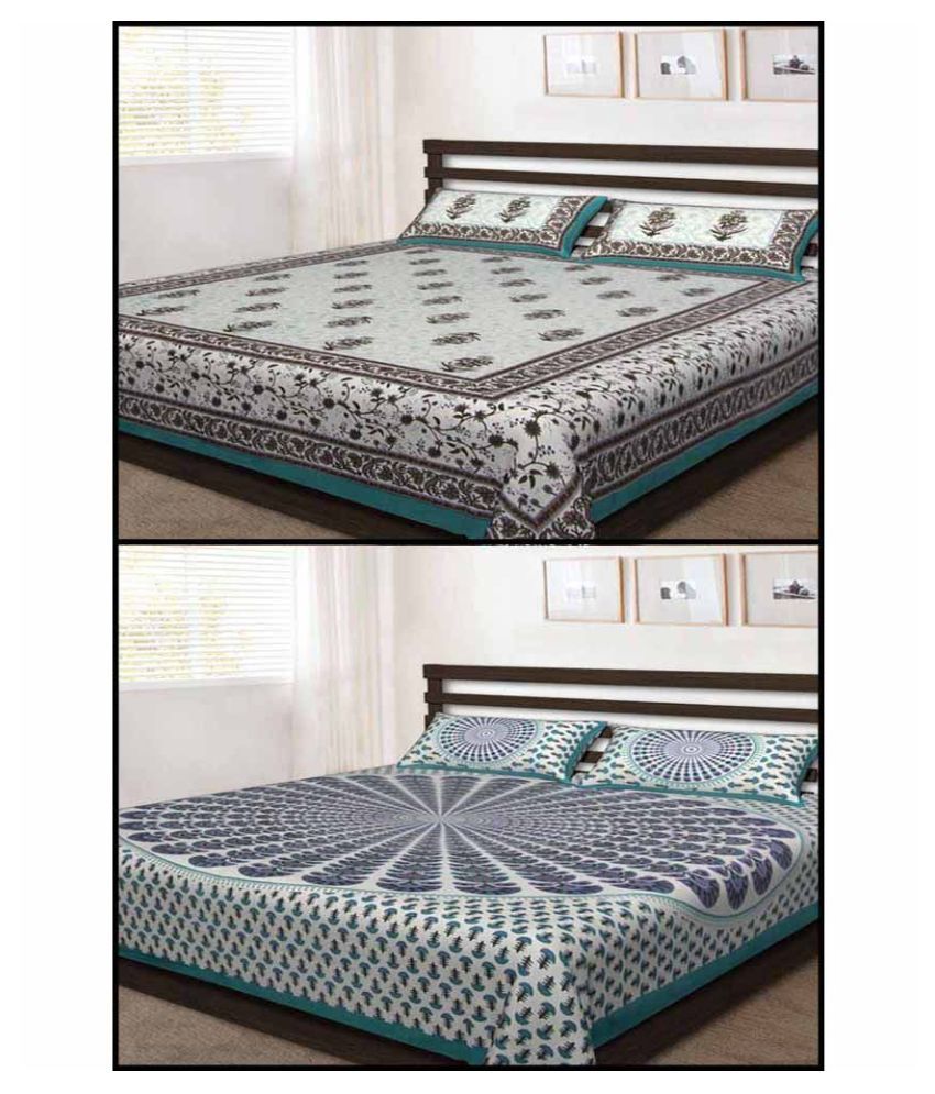     			Uniqchoice Cotton 2 Double Bedsheets with 4 Pillow Covers ( 240 cm x 215 cm )