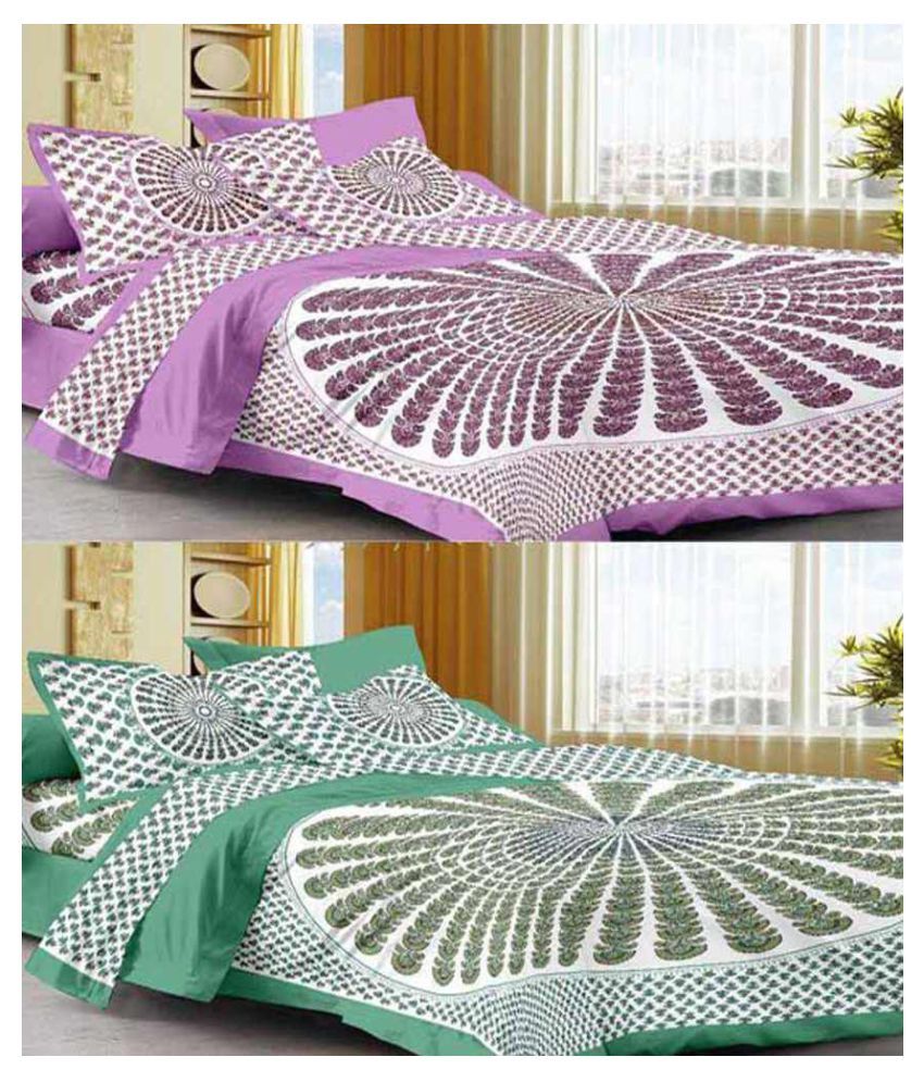     			Uniqchoice Cotton 2 Double Bedsheets with 4 Pillow Covers ( 240 cm x 215 cm )