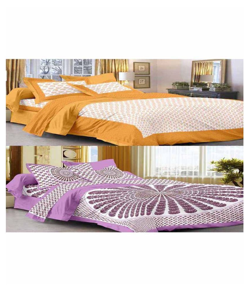     			Uniqchoice Cotton 2 Double Bedsheets with 4 Pillow Covers ( 240 cm x 215 cm )