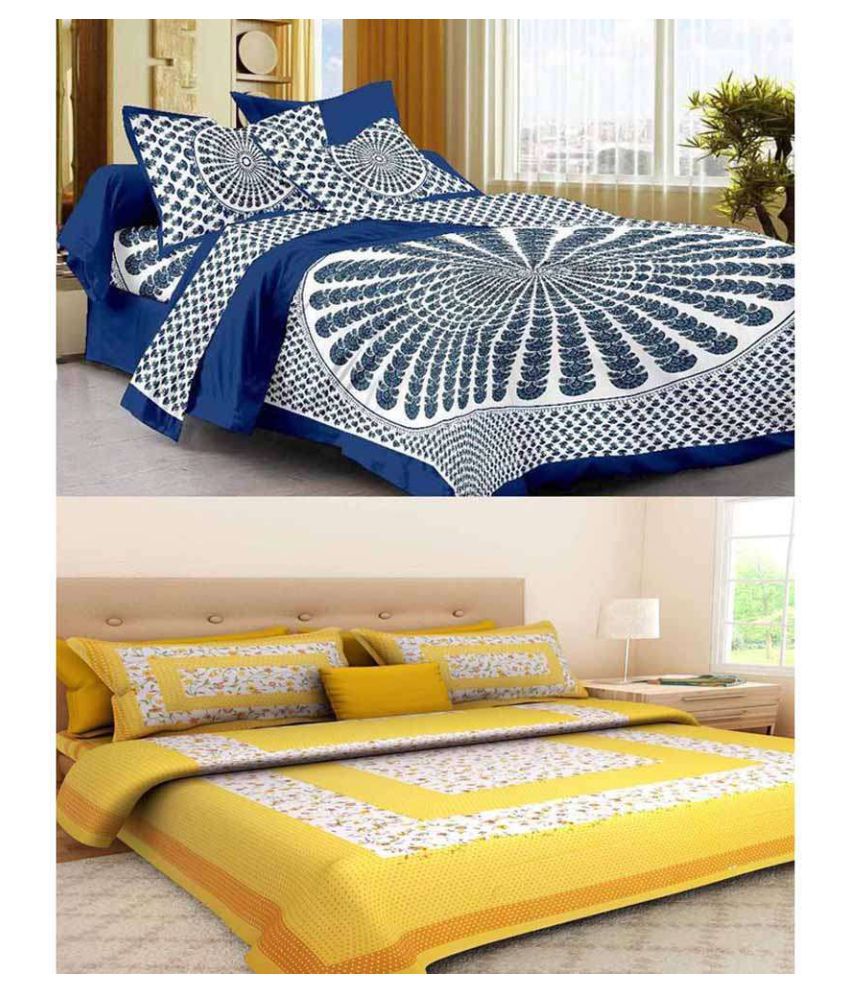     			Uniqchoice Cotton 2 Double Bedsheets with 4 Pillow Covers ( 240 cm x 215 cm )