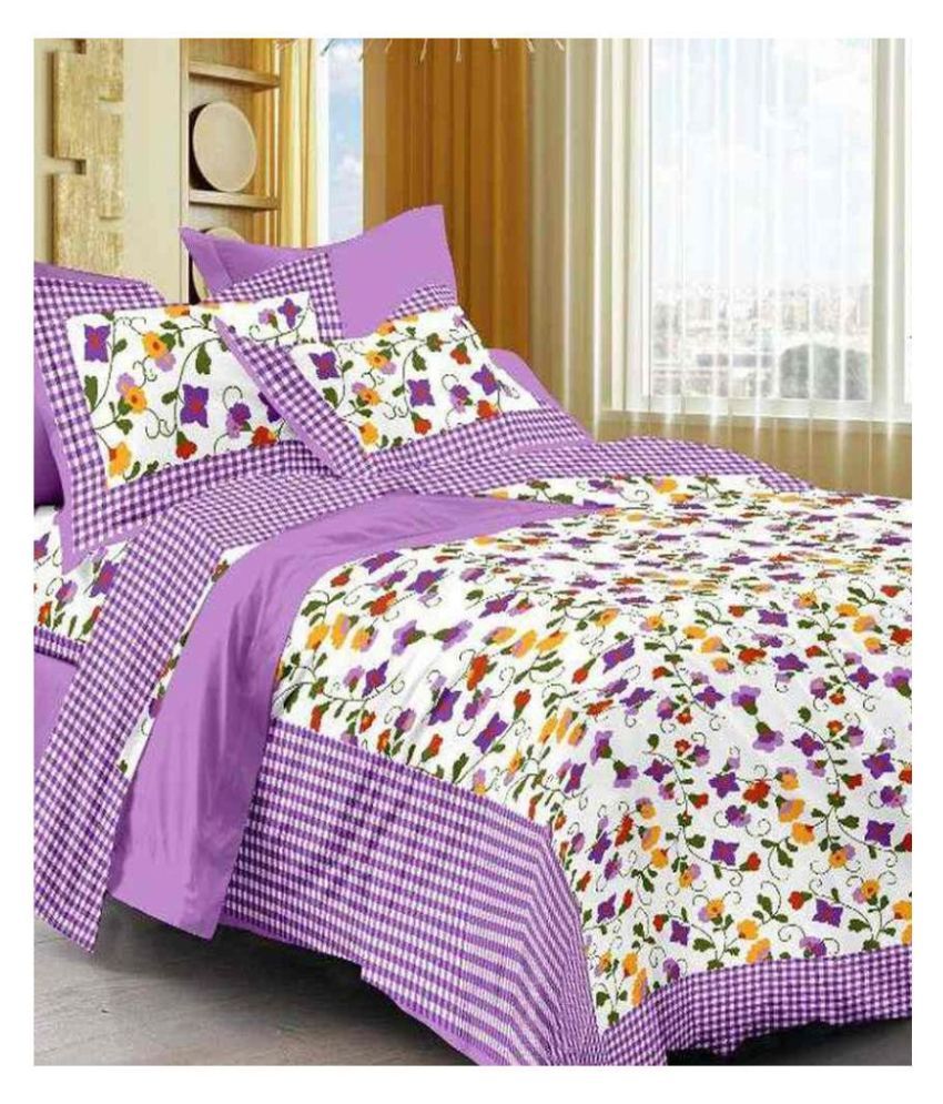     			Uniqchoice Cotton Double Bedsheet with 2 Pillow Covers ( 240 cm x 215 cm )