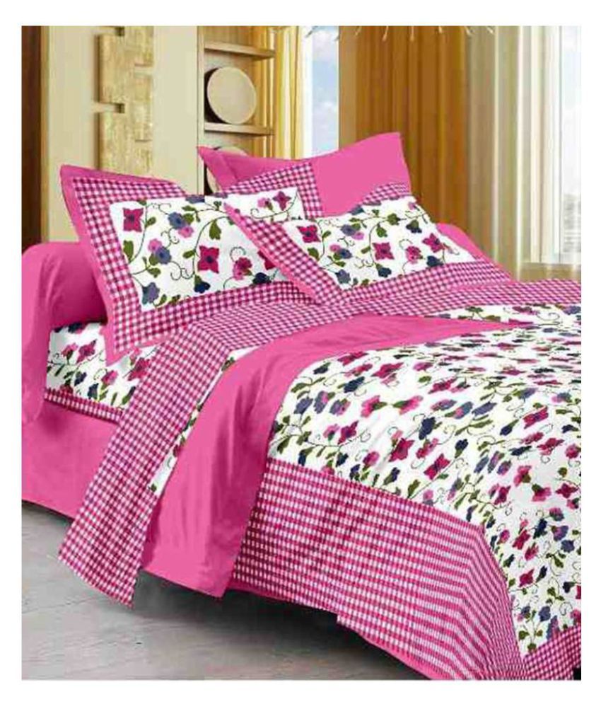     			Uniqchoice Cotton Double Bedsheet with 2 Pillow Covers ( 240 cm x 215 cm )