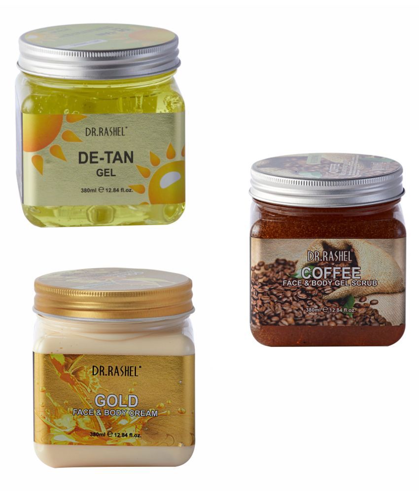     			DR.RASHEL Detan Gel, Coffee Gel Scrub & Gold Cream For Moisturized & Glowing Skin each 380 ml