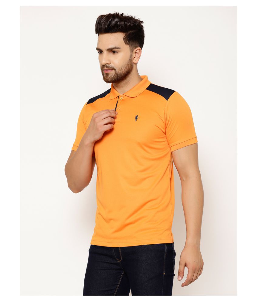 Buy EPPE - Orange Polyester Regular Fit Men's Sports Polo T-Shirt ...