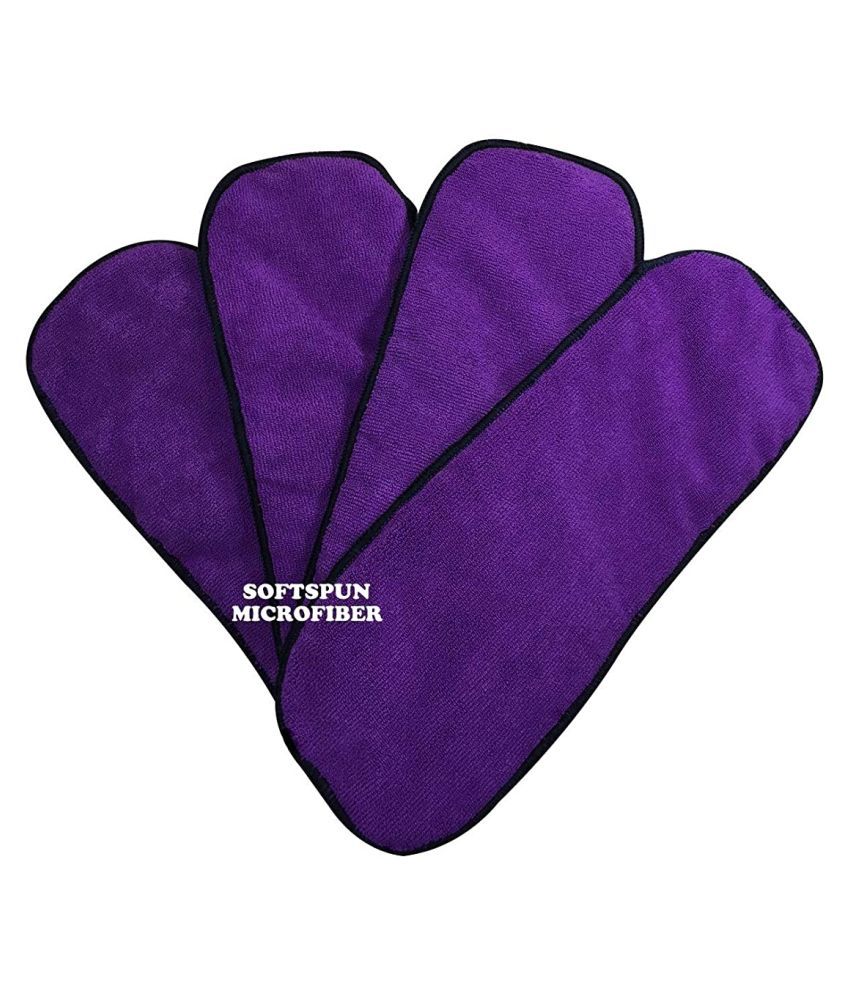     			SOFTSPUN Microfiber 4 Layer Baby Pocket Diaper Inserts, Pack of 4 Large Size (Purple) Age 0-3 Months, Washable, Reusable Ultra Absorbent, Super Soft & Comfortable for Babies Skin of Newborn Baby.