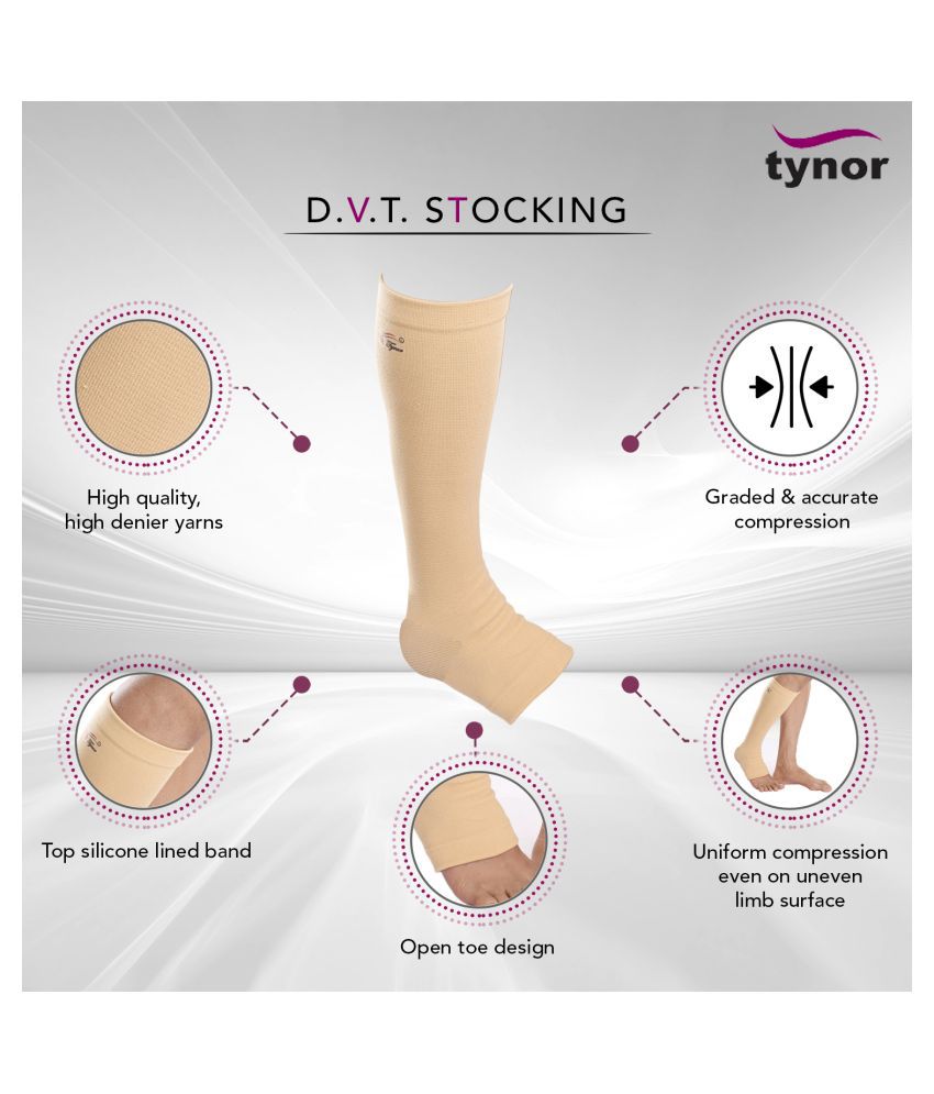     			Tynor D.V.T. Stocking Knee High (Pair), White, Medium, 1 Pair
