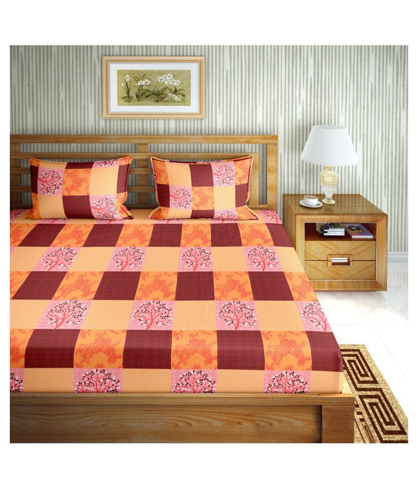     			Bella Casa Cotton Double Bedsheet with 2 Pillow Covers ( 254 cm x 224 cm )