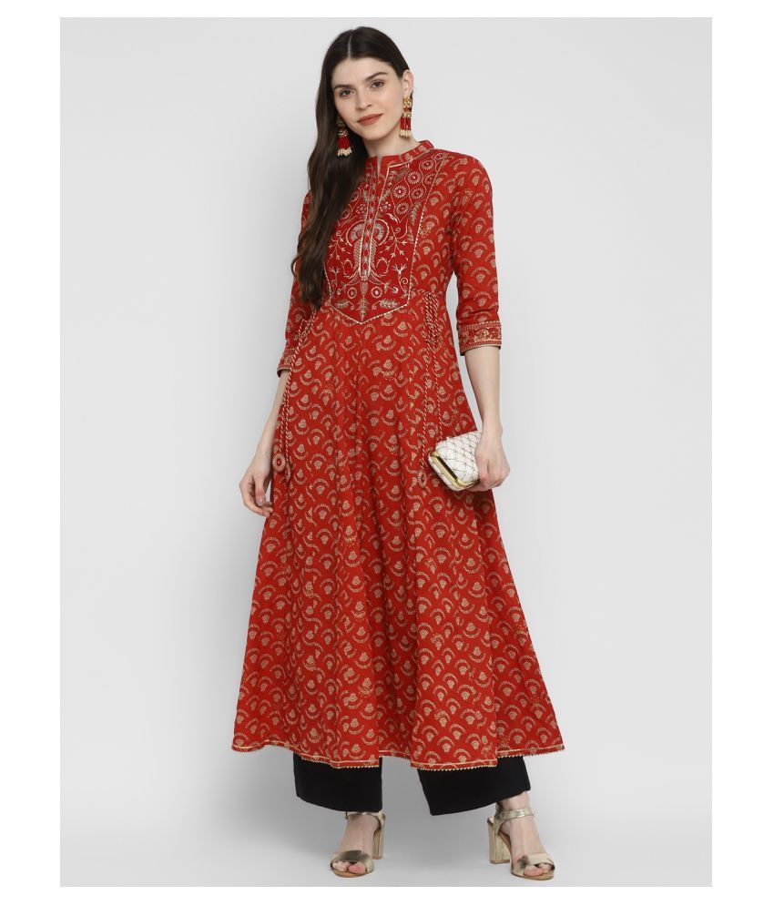     			Vbuyz Red Cotton Anarkali Kurti