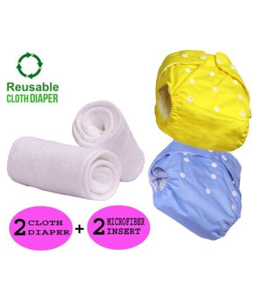 CHILD CHIC Reusable Baby Infant Cotton Cloth Washable Diaper Nappies(2 DIAPERS WITH 2 FIVE LAYER MICROFIBER INSERTS)