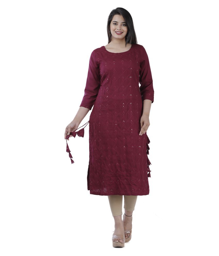     			JC4U Maroon Rayon Straight Kurti