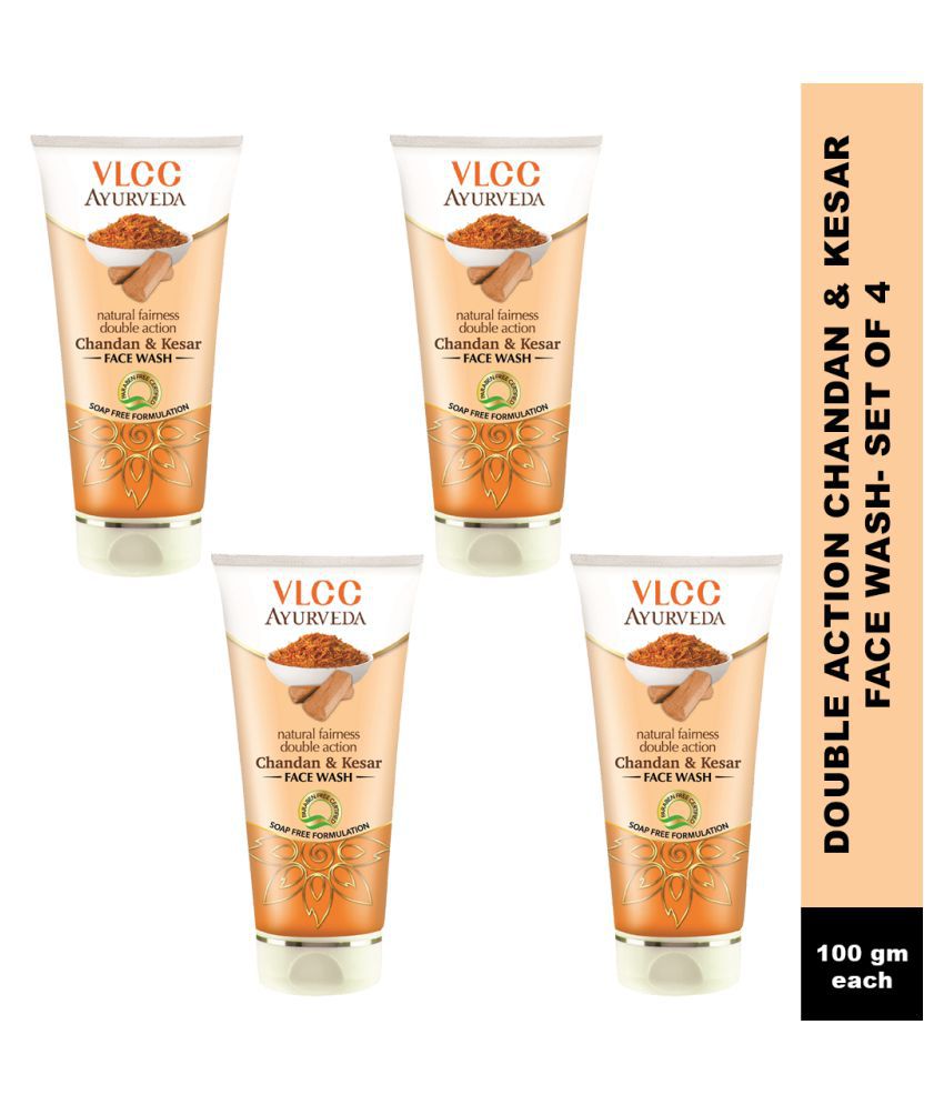     			VLCC Chandan Kesar & Haldi Chandan Facewash Combo, 100 ml (Pack of 4)