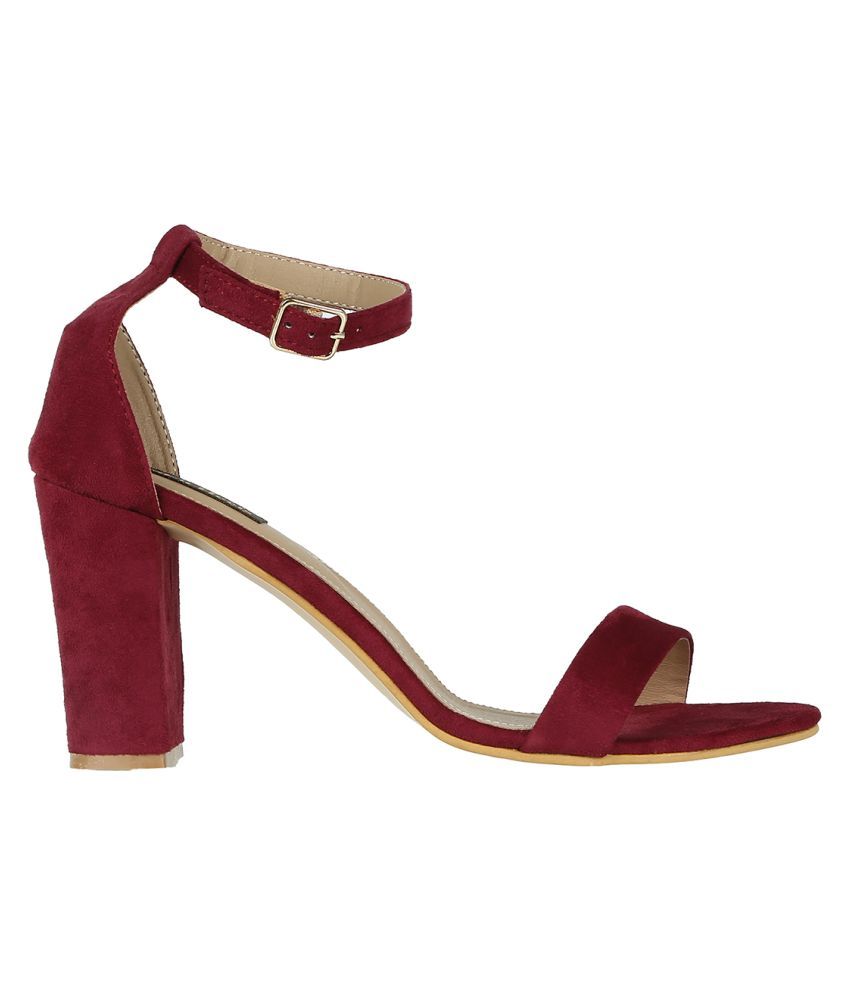 maroon block heels