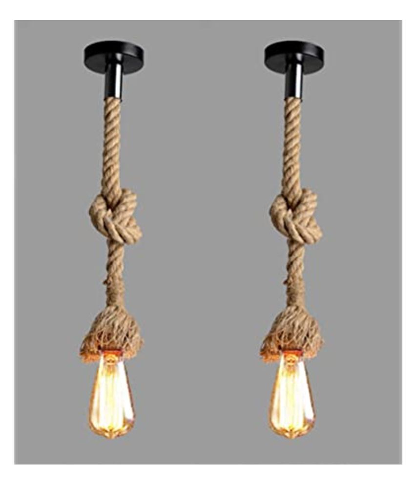     			MR Rope Lights for Ceiling Hanging Pendant Brown - Pack of 2(Bulb not included)