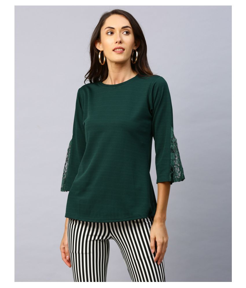     			Selvia Cotton Lycra Regular Tops - Green