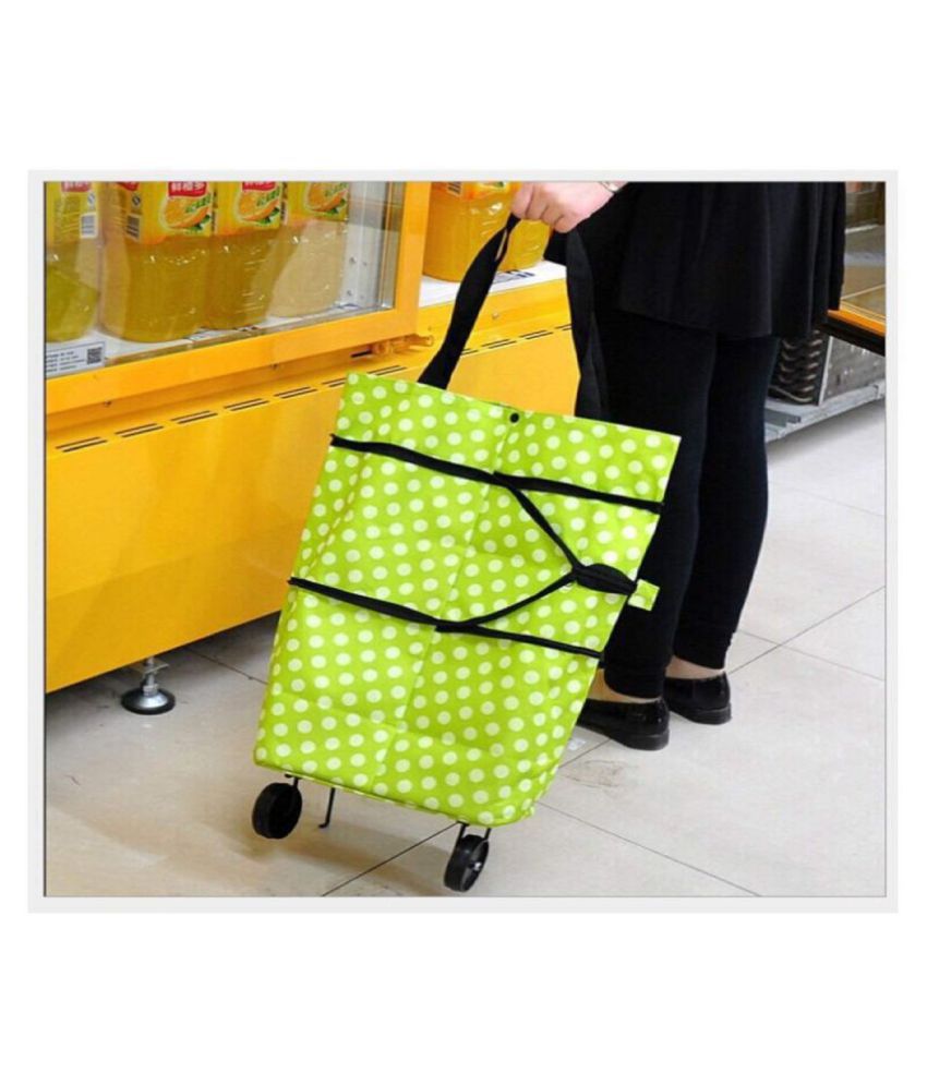     			LDL Foldable Trolly Bag, Shopping Bag With Wheel, Wheeler Bag ( Green) - Pack Of 1