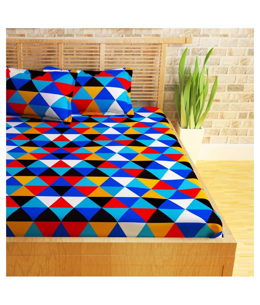 Bedspun Cotton King Size Bed Sheet With 2 Pillow Covers ( 270 cm x 270