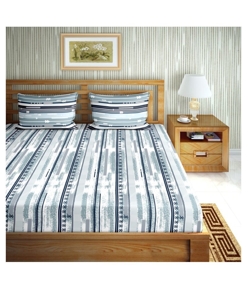 Bella Casa Cotton Double Bedsheet with 2 Pillow Covers ( 254 cm x 224