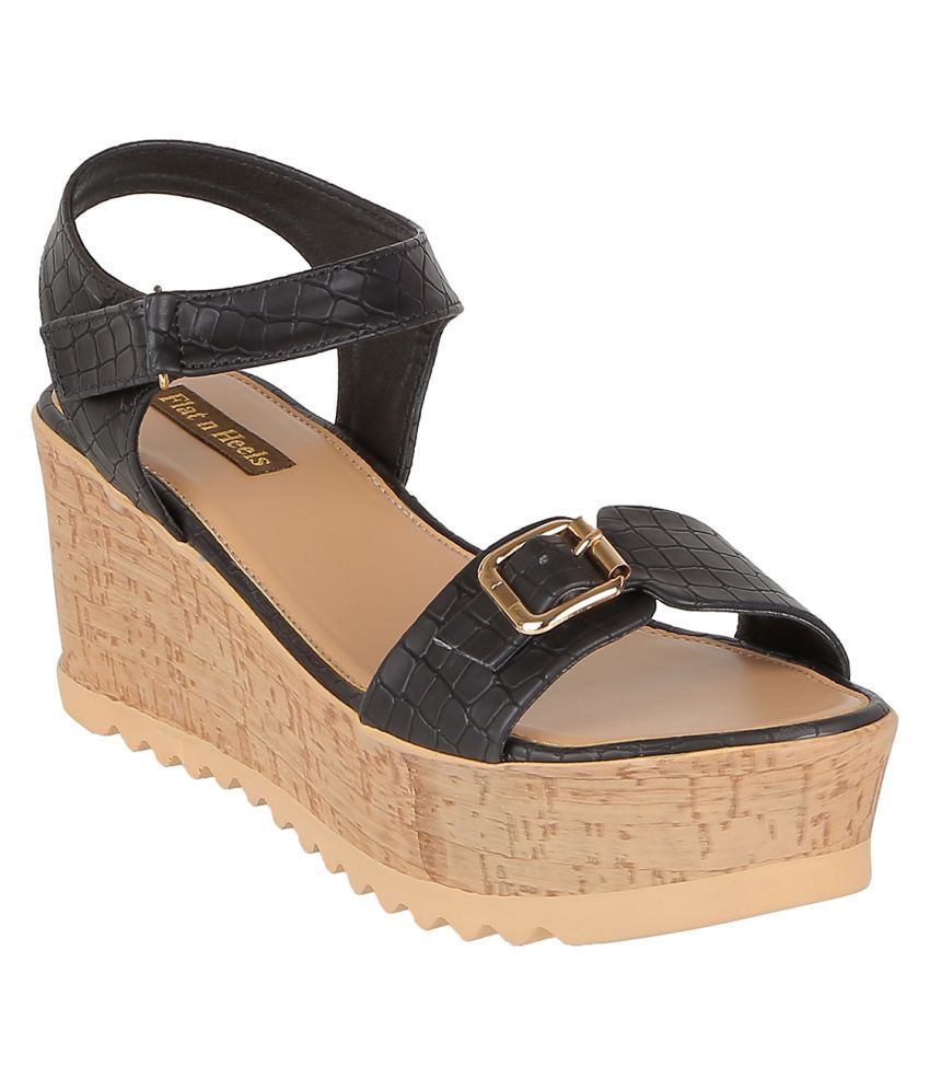 Flat N Heels Black Wedges Heels Price in India Buy Flat N Heels Black Wedges Heels Online at