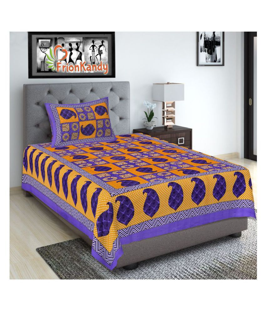    			Frionkandy Cotton Single Bedsheet with 1 Pillow Cover ( 229 cm x 152 cm )