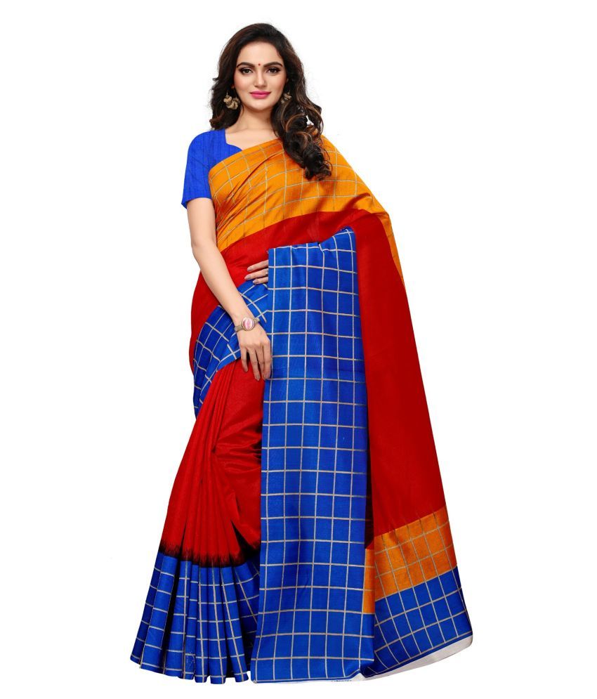 Sherine Red Bhagalpuri Silk Saree Buy Sherine Red Bhagalpuri Silk Saree Online At Low Price 6425