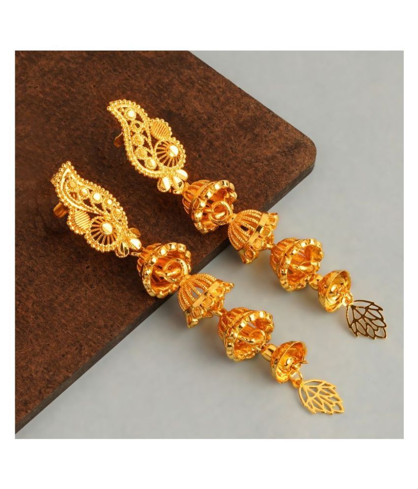     			Darshini Designs Golden Traditional Earrings For Women