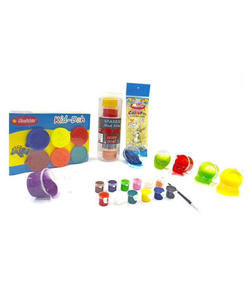 Kid Doh Mega Pack+Sparkle Slime Party Pack+Tempera|Dough for kids boys girls| Play DOH| Dough Set|Putty Toy| Slime Toy|Tempera Colours for kids | Perfect Slime For Kids| Modelling Dough Clay| slime modelling clays doughs| Multicolor | Age 10+
