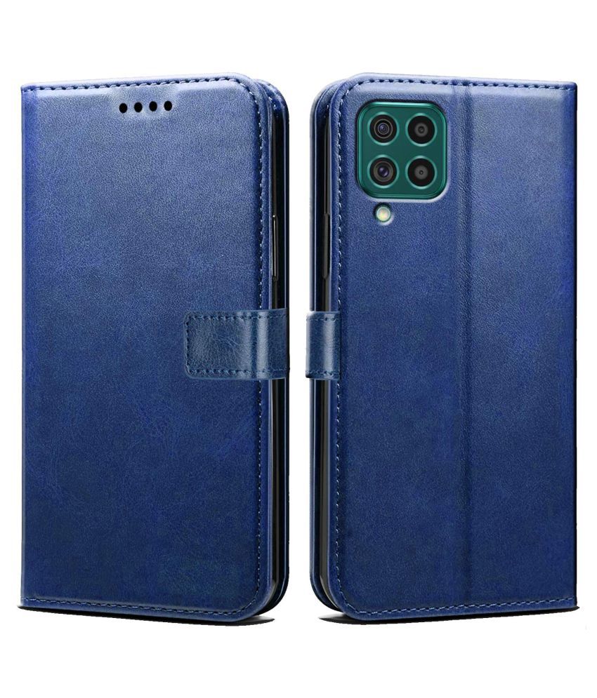     			Samsung Galaxy F62 Flip Cover by NBOX - Blue Viewing Stand and pocket