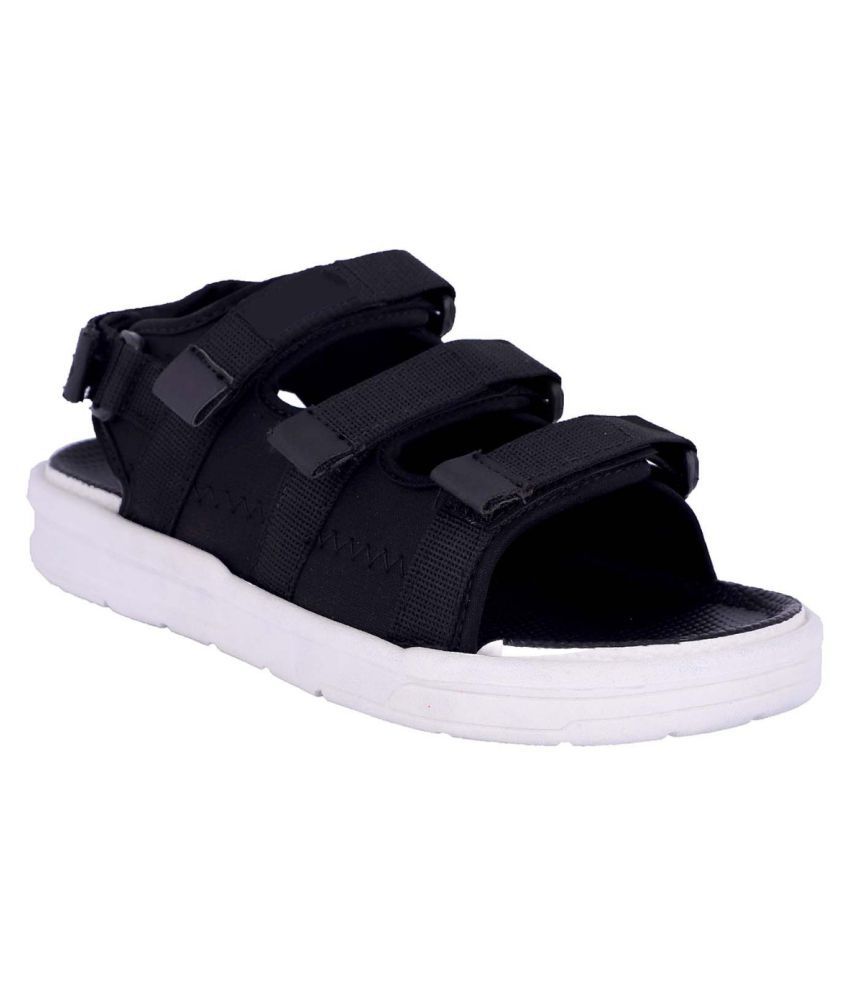 KAVSUN Black Mesh/Textile Sandals Price in India- Buy KAVSUN Black Mesh ...