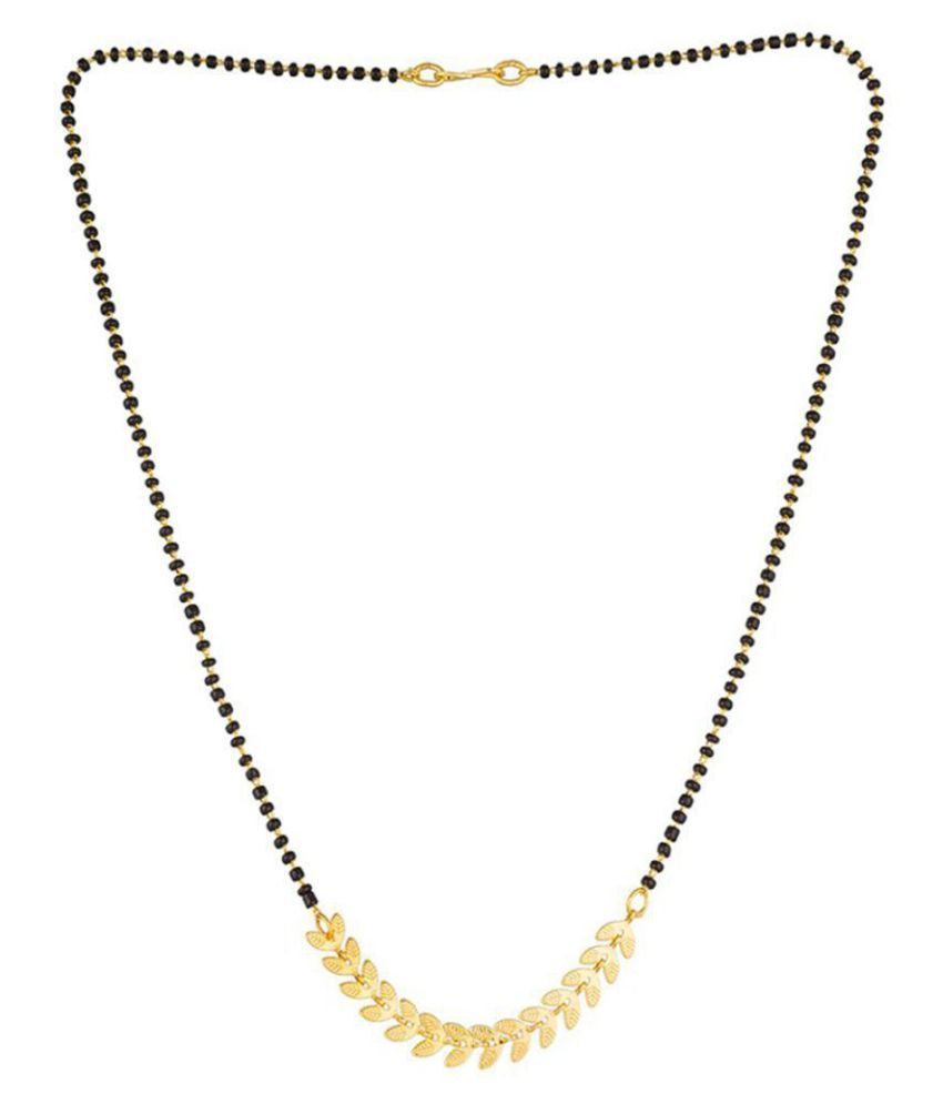     			KRIMO Gold Plated Chain Black Bead Chain Mangalsutra For Women -100125