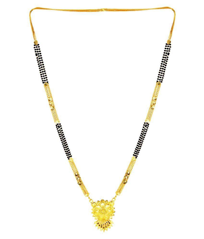     			KRIMO gold plated black bead long mangalsutra for women-100139