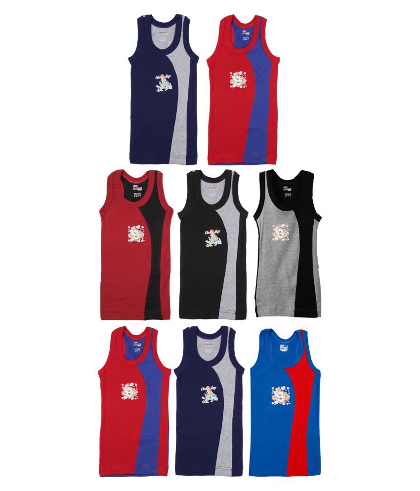     			Rupa Frontline Cotton Multicolor Sleeveless Vests for Kids/Boys - Pack of 8