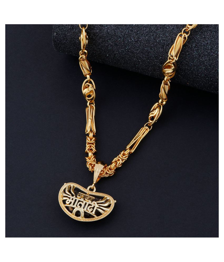 SILVER SHINE Elegant Gold Plated Designer Necklace Jai Mata Di Pendant ...