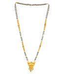 KRIMO GOLD PLATE BLACK BEAD MINA 2 LINE CHAIN LONG MANGALSUTRA-100156