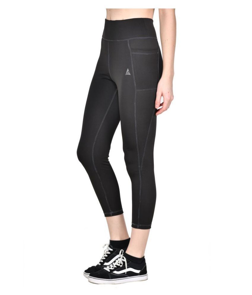     			ACTIWIN Black Polyester Lycra Solid Tights