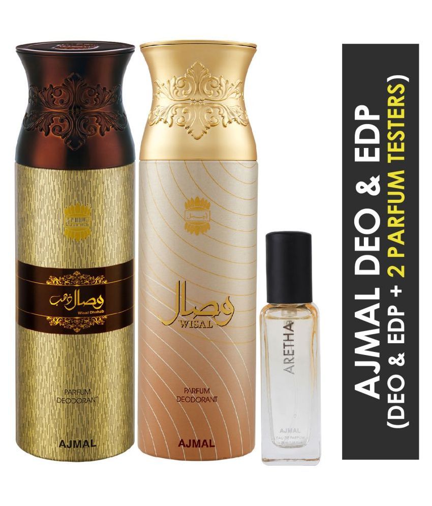 Ajmal Wisal Dhahab & Wisal Deo each 200ML & Aretha EDP 20ML Pack of 3