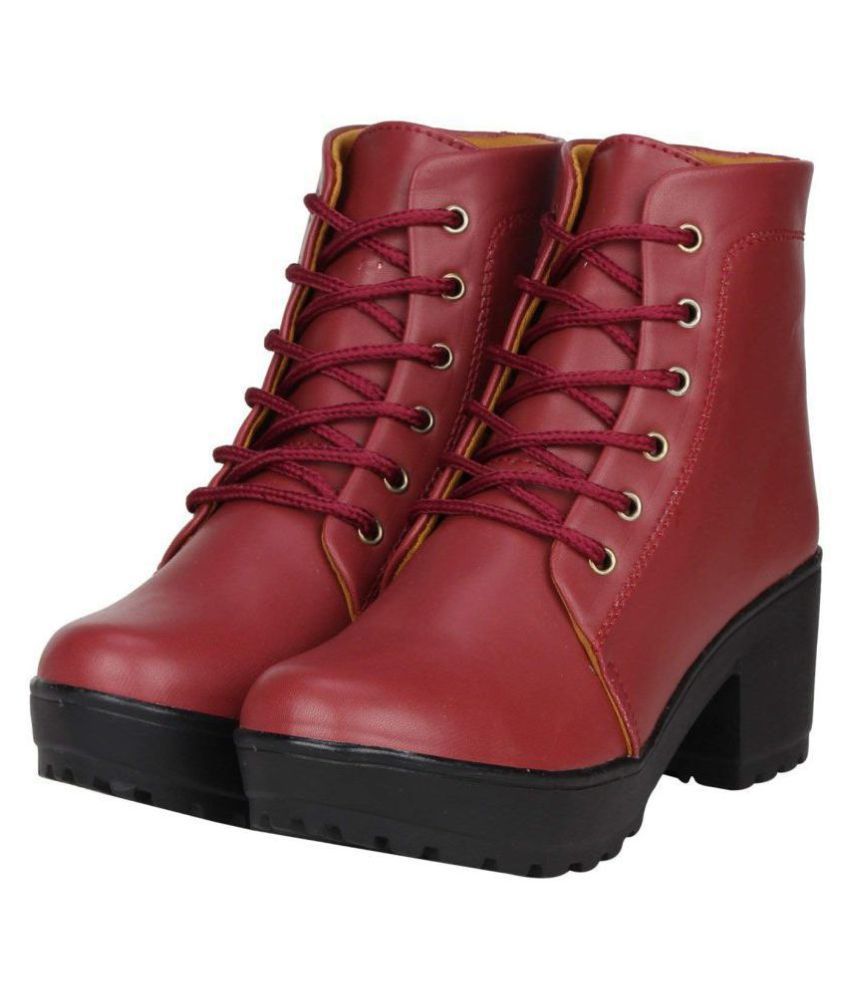     			Commander Maroon Ankle Length Chukka Boots