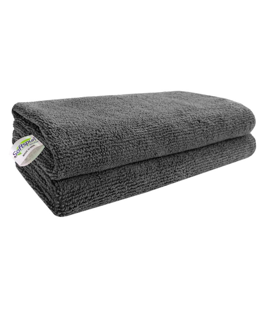     			SOFTSPUN Microfiber Cloth, Hand & Face Towel - 40X40 Cms - 2 Pcs (Grey)