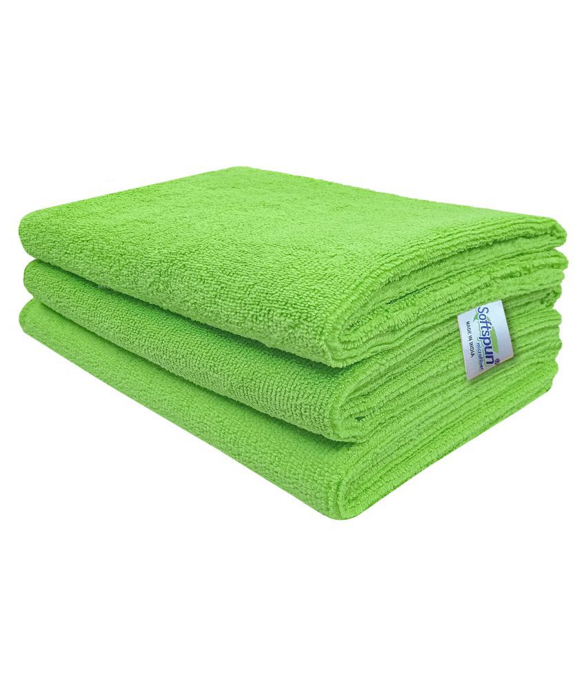     			SOFTSPUN Microfiber Hair and Face Care Towel 340 GSM (Set of 3, Green)