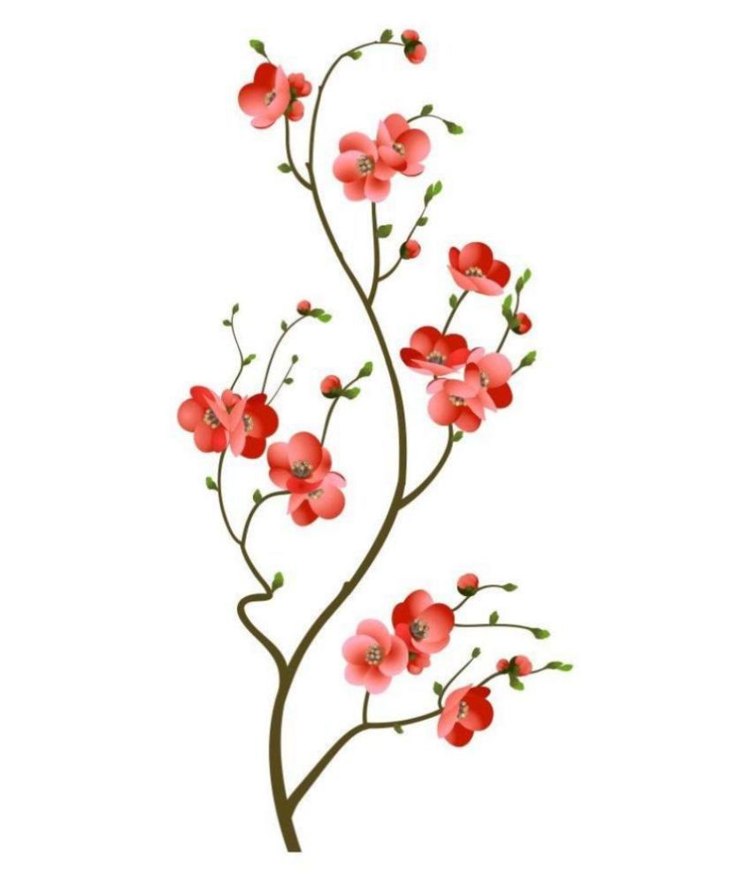     			Asmi Collection Beautiful Pink 3D Flowers Tree Nature Sticker ( 122 x 60 cms )