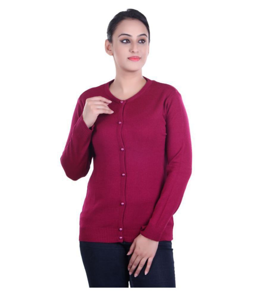     			Ogarti Acrylic Maroon Buttoned Cardigans