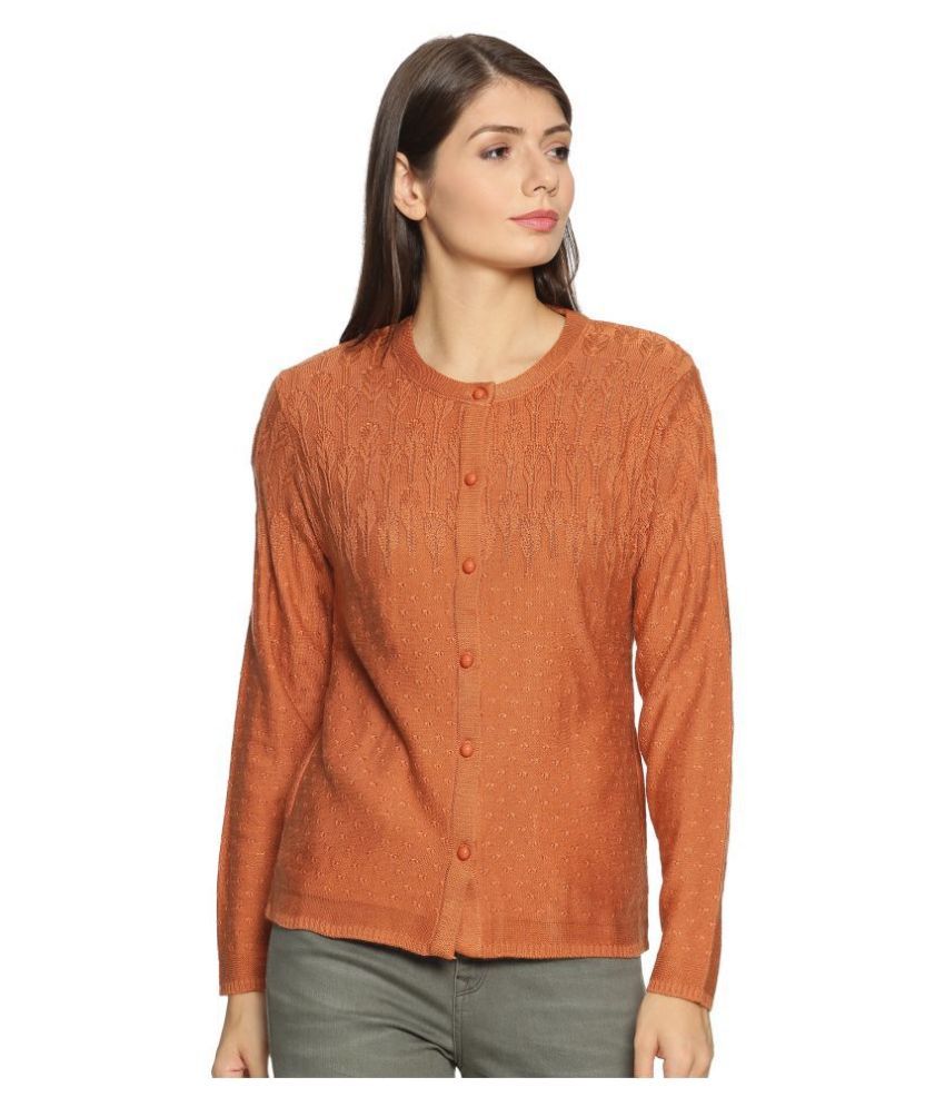     			Clapton Acrylic Orange Buttoned Cardigans