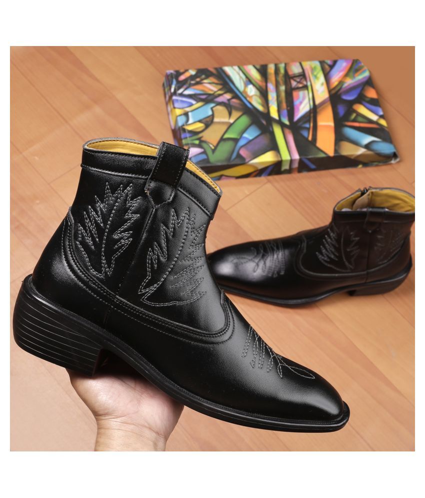     			YUVRATO BAXI Black Cowboy boot