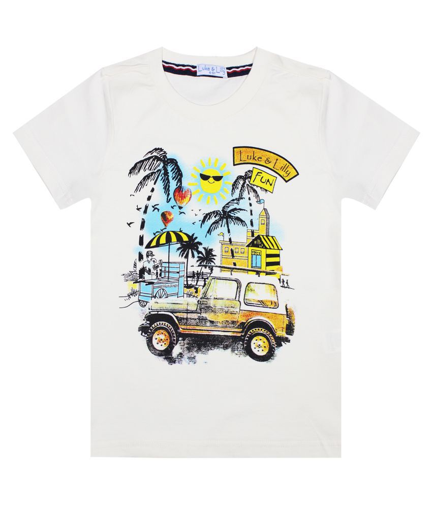 Luke and Lilly - Off White Cotton Boy's T-Shirt ( Pack of 1 )