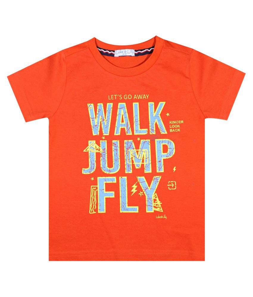Luke and Lilly - Orange Cotton Boy's T-Shirt ( Pack of 1 )