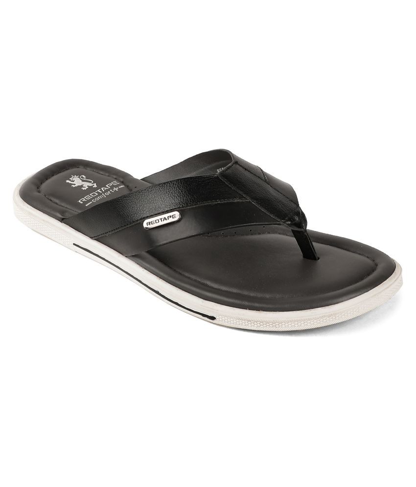 red tape flip flops white