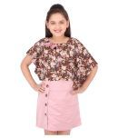 Cutecumber Georgette Shift Dress For Girls ( Pack of 1 , Brown )